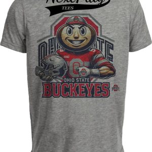 Ohio State Buckeyes Exclusive Retro Football Helmet Artwork Heather Gray Sublimated T-Shirt