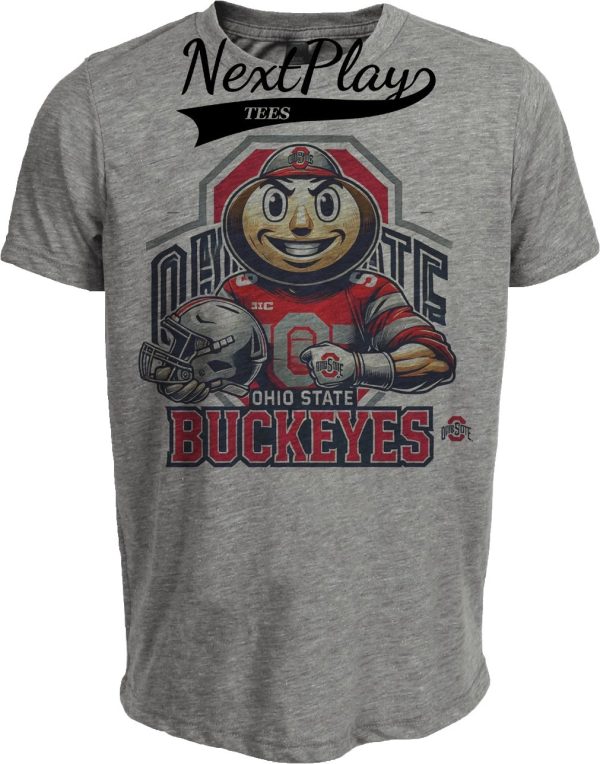 Ohio State Buckeyes Exclusive Retro Football Helmet Artwork Heather Gray Sublimated T-Shirt