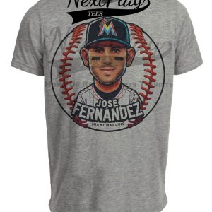 Florida Miami Marlins Jose Fernandez Exclusive Retro Baseball Artwork Heather Gray Sublimated T-Shirt