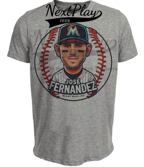 Florida Miami Marlins Jose Fernandez Exclusive Retro Baseball Artwork Heather Gray Sublimated T-Shirt