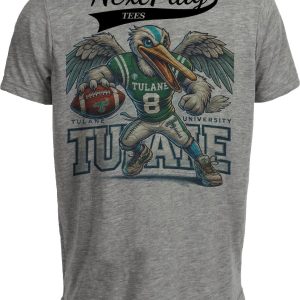 Tulane Green Wave Exclusive Retro Football Artwork Heather Gray Sublimated T-Shirt