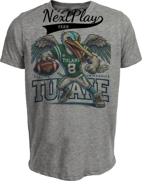 Tulane Green Wave Exclusive Retro Football Artwork Heather Gray Sublimated T-Shirt