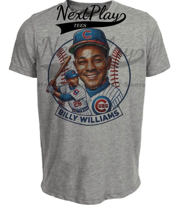 Chicago Cubs Billy Williams Exclusive Retro Baseball Artwork Heather Gray Sublimated T-Shirt