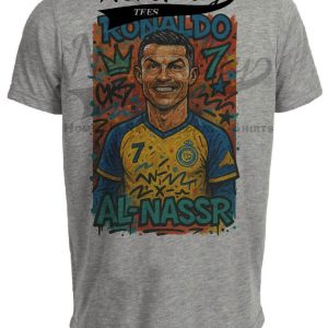 Al-Nassr FC Cristiano Ronaldo Exclusive Caricature Soccer Artwork Heather Gray Sublimated T-Shirt