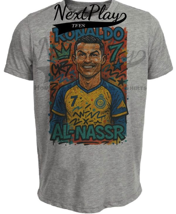 Al-Nassr FC Cristiano Ronaldo Exclusive Caricature Soccer Artwork Heather Gray Sublimated T-Shirt