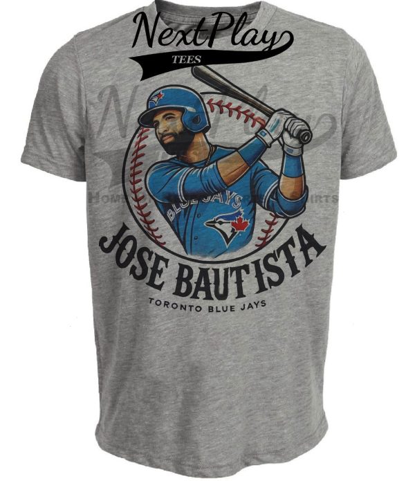 Toronto Blue Jays Jose Bautista Exclusive Retro Baseball Artwork Heather Gray Sublimated T-Shirt