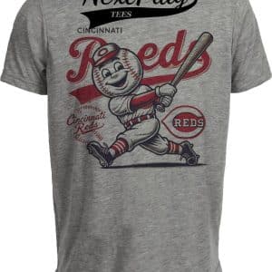Cincinnati Reds Exclusive Retro Baseball Artwork Heather Gray Sublimated T-Shirt