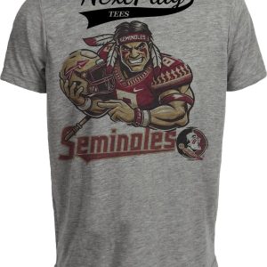 Florida State Seminoles Exclusive Retro Football Helmet Mascot Artwork Heather Gray Sublimated T-Shirt