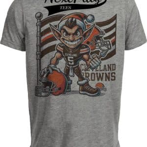 Cleveland Browns Exclusive Retro Football Flag Artwork Heather Gray Sublimated T-Shirt
