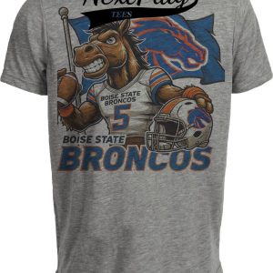Boise State Broncos Exclusive Retro Football Flag Artwork Heather Gray Sublimated T-Shirt