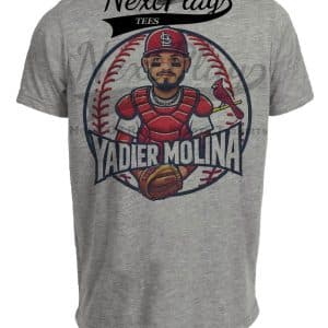 St. Louis Cardinals Yadier Molina Exclusive Retro Baseball Artwork Heather Gray Sublimated T-Shirt