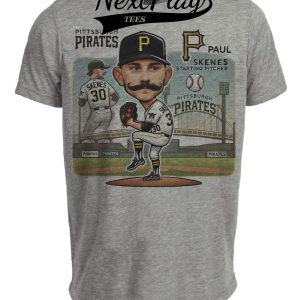 Pittsburgh Pirates Paul Skenes Exclusive Retro Baseball Artwork Heather Gray Sublimated T-Shirt