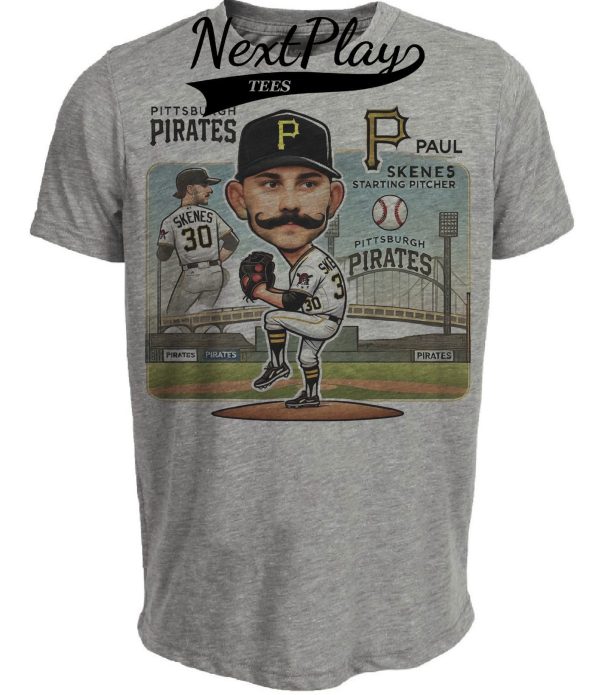 Pittsburgh Pirates Paul Skenes Exclusive Retro Baseball Artwork Heather Gray Sublimated T-Shirt