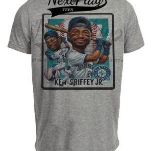 Seattle Mariners Ken Griffey Jr. The Kid Exclusive Retro Baseball Artwork Heather Gray Sublimated T-Shirt
