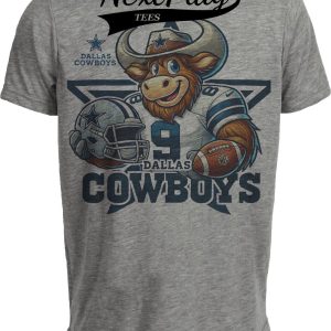 Dallas Cowboys Exclusive Retro Football Big D Artwork Heather Gray Sublimated T-Shirt