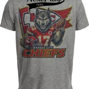 Kansas City Chiefs Exclusive Retro Football Flag Artwork Heather Gray Sublimated T-Shirt
