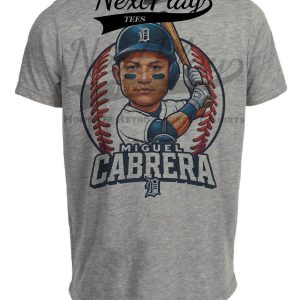 Detroit Tigers Miguel Cabrera Exclusive Retro Baseball Artwork Heather Gray Sublimated T-Shirt