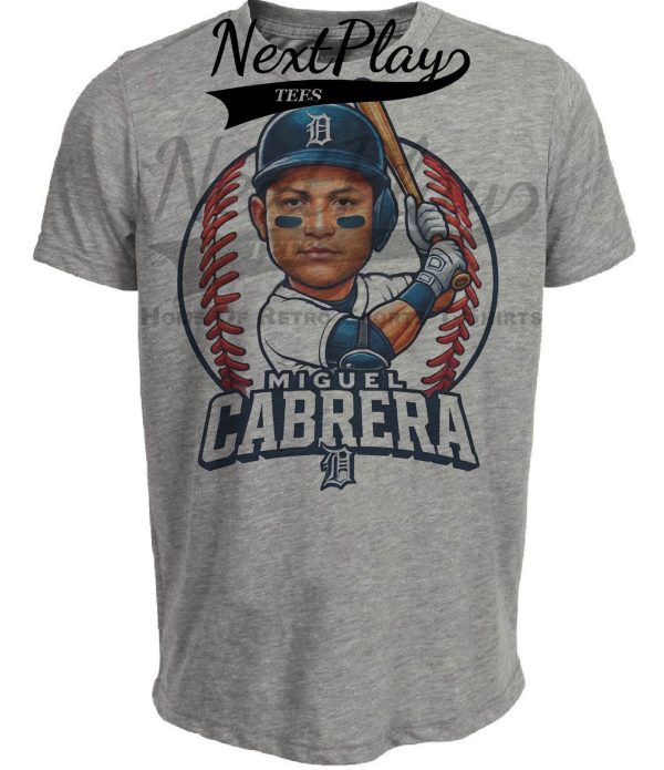 Detroit Tigers Miguel Cabrera Exclusive Retro Baseball Artwork Heather Gray Sublimated T-Shirt