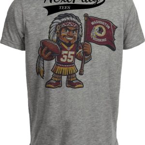 Washington Redskins Exclusive Retro Football Mascot 1986 Artwork Heather Gray Sublimated T-Shirt