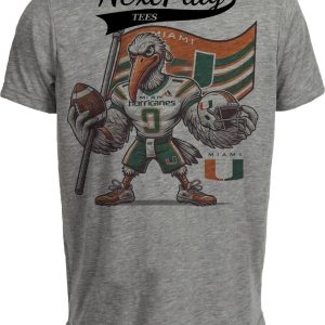 Miami Hurricanes Exclusive Retro Football Flag Ibis Artwork Heather Gray Sublimated T-Shirt