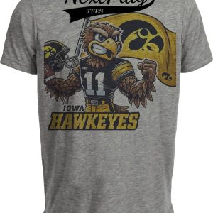 Iowa Hawkeyes Exclusive Retro Football Flag Artwork Heather Gray Sublimated T-Shirt