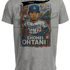 Los Angeles Dodgers Shohei Ohtani Exclusive Caricature ball Artwork Heather Gray Sublimated T-Shirt