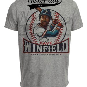 San Diego Padres Dave Winfield Exclusive Retro Baseball Artwork Heather Gray Sublimated T-Shirt