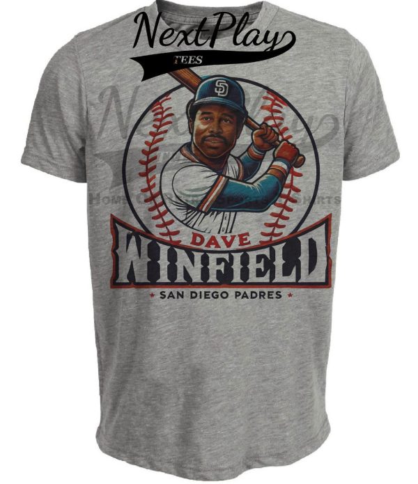 San Diego Padres Dave Winfield Exclusive Retro Baseball Artwork Heather Gray Sublimated T-Shirt