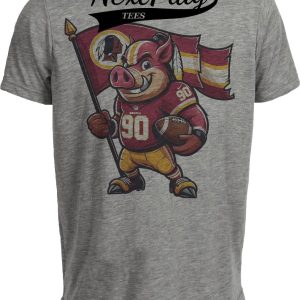 Washington Redskins Exclusive Retro Football Mascot 1984 Artwork Heather Gray Sublimated T-Shirt