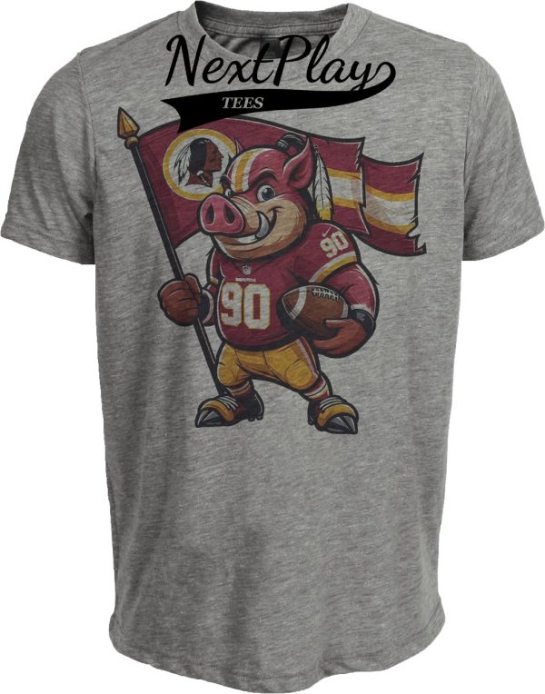 Washington Redskins Exclusive Retro Football Mascot 1984 Artwork Heather Gray Sublimated T-Shirt