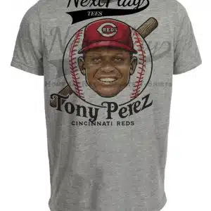 Cincinnati Reds Tony Perez Exclusive Retro Baseball Artwork Heather Gray Sublimated T-Shirt