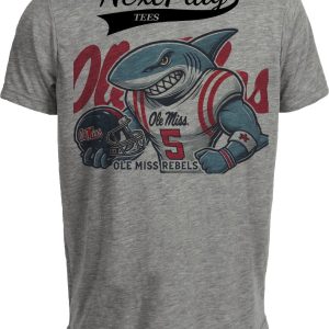 Ole Miss Rebels Exclusive Retro Football Helmet Artwork Heather Gray Sublimated T-Shirt