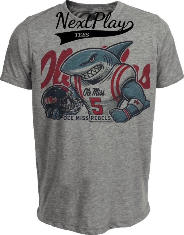 Ole Miss Rebels Exclusive Retro Football Helmet Artwork Heather Gray Sublimated T-Shirt