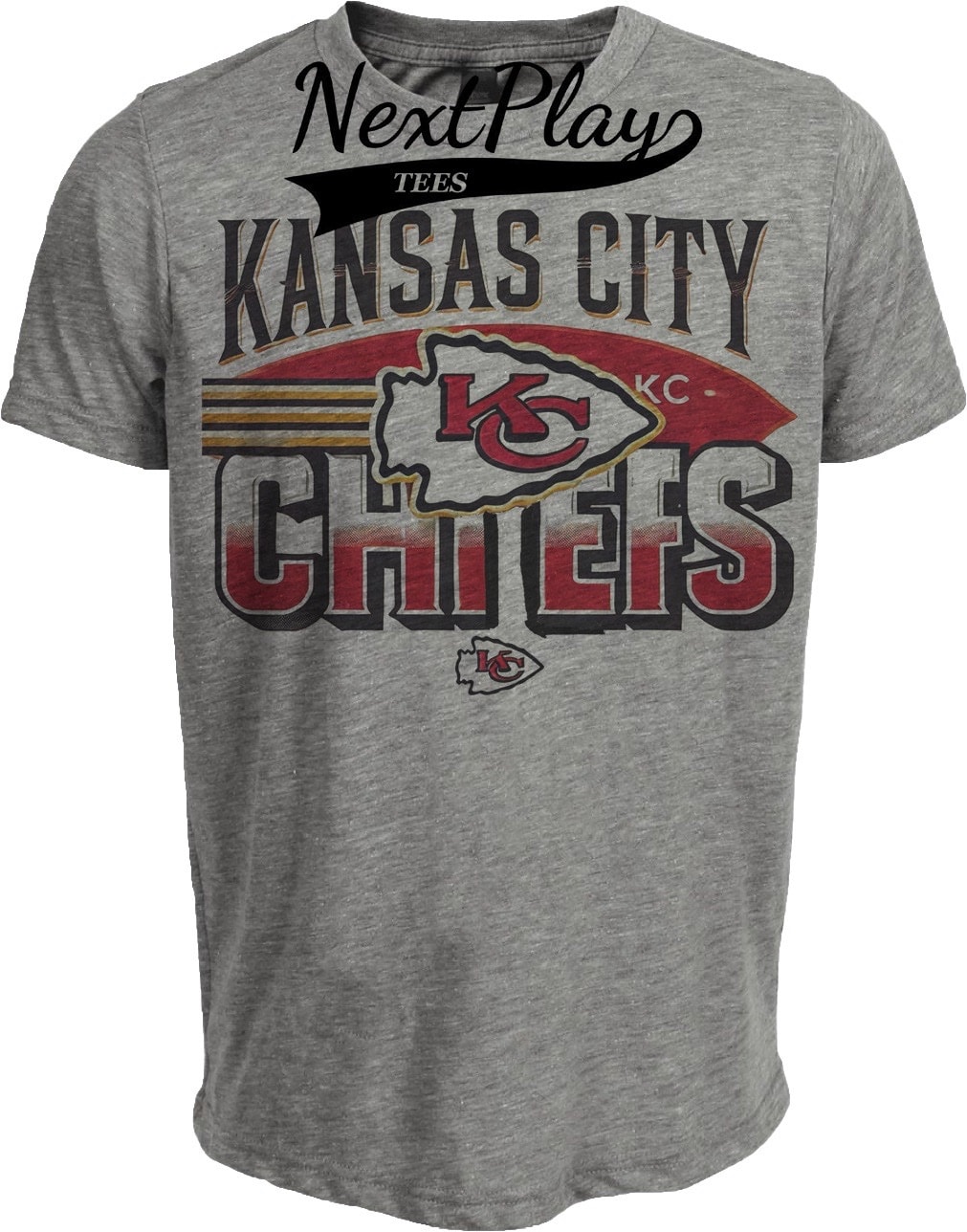 Kansas City Chiefs Exclusive Retro Throwback Football Artwork Heather Gray Sublimated T-Shirt