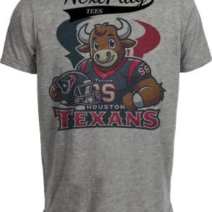 Houston Texans Exclusive Retro Football Helmet Artwork Heather Gray Sublimated T-Shirt