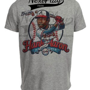 Atlanta Braves Hank Aaron Exclusive Retro Baseball 1958 Artwork Heather Gray Sublimated T-Shirt