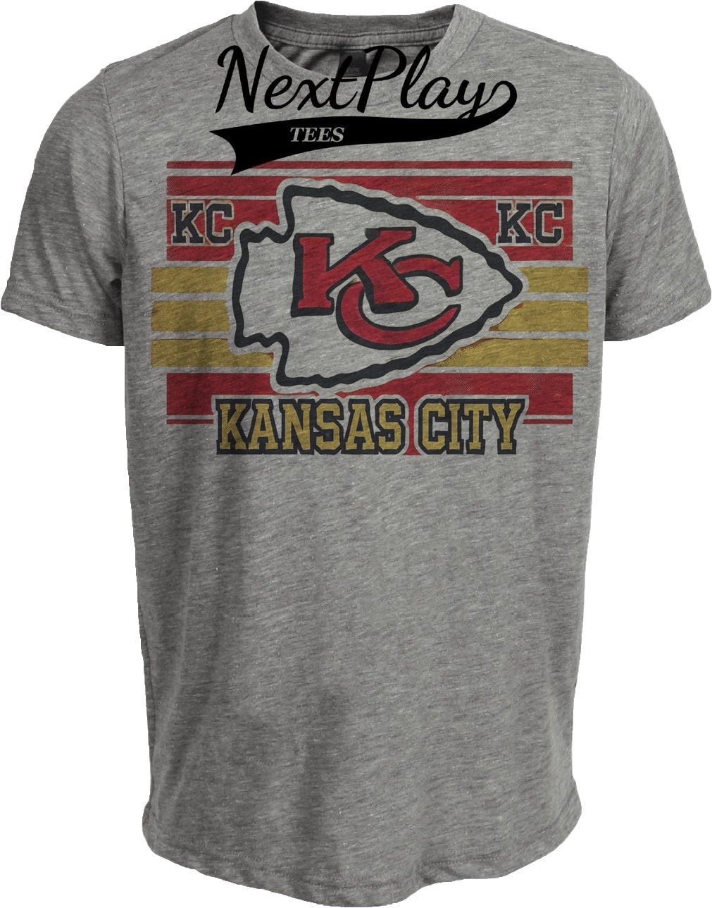 Kansas City Chiefs Exclusive Retro Timeless Throwback Football Artwork Heather Gray Sublimated T-Shirt