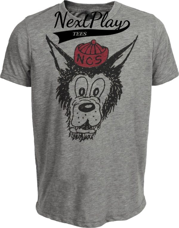 NC State Wolfpack Exclusive Retro Zeke Mascot Grandfather to Tuffy 1955 Artwork Heather Gray Sublimated T-Shirt