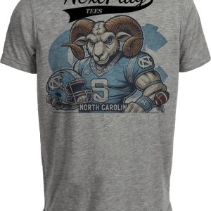 North Carolina Tar Heels Exclusive Retro Football Helmet Artwork Heather Gray Sublimated T-Shirt