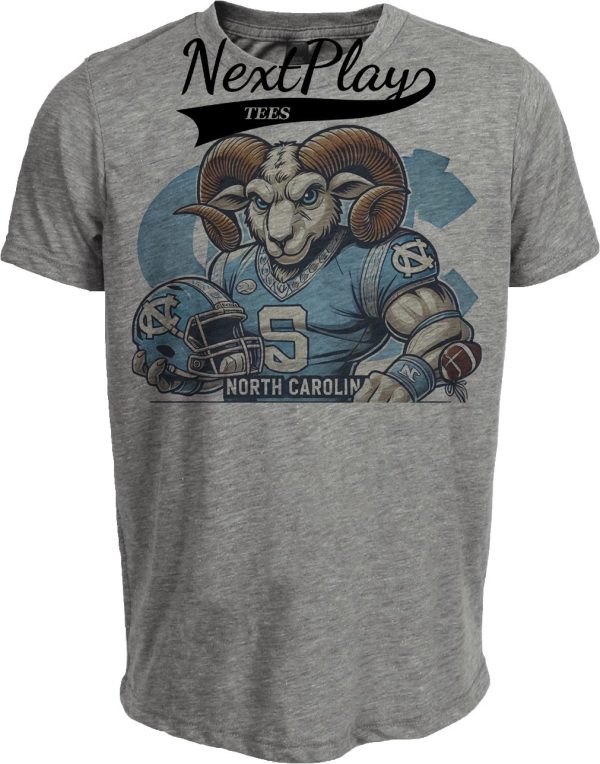 North Carolina Tar Heels Exclusive Retro Football Helmet Artwork Heather Gray Sublimated T-Shirt