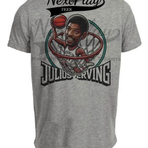 Brooklyn New Jersey Nets Julius Erving Dr. J Exclusive Retro Basketball Artwork Heather Gray Sublimated T-Shirt