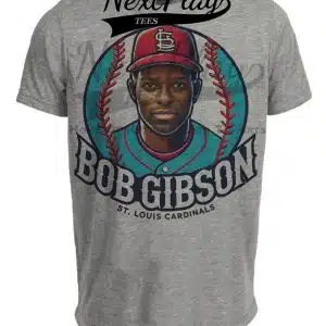 St. Louis Cardinals Bob Gibson Exclusive Retro Baseball Artwork Heather Gray Sublimated T-Shirt