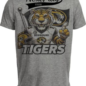 Missouri Tigers Exclusive Retro Football Flag Artwork Heather Gray Sublimated T-Shirt