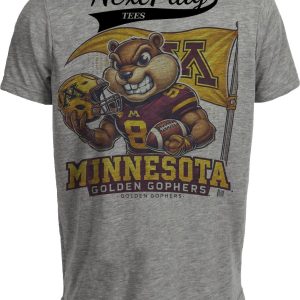 Minnesota Golden Gophers Exclusive Retro Football Flag Artwork Heather Gray Sublimated T-Shirt