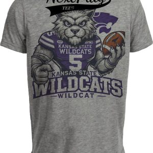 Kansas State Tigers Exclusive Retro Football Artwork Heather Gray Sublimated T-Shirt