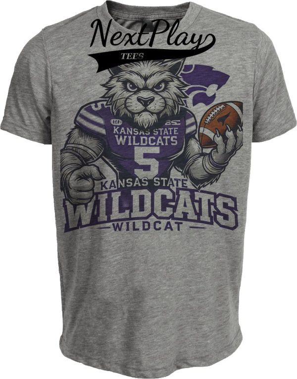 Kansas State Tigers Exclusive Retro Football Artwork Heather Gray Sublimated T-Shirt