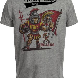 USC Trojans Exclusive Retro Football Flag Artwork Heather Gray Sublimated T-Shirt