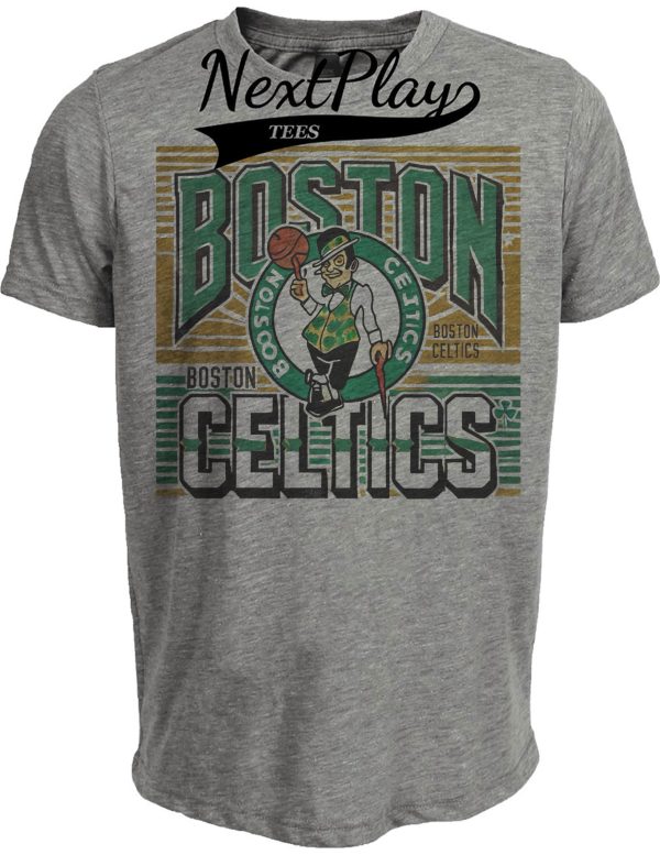 Boston Celtics Exclusive Retro Basketball Team Artwork Heather Gray Sublimated T-Shirt