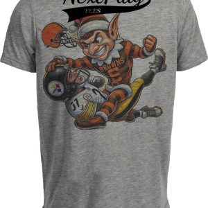 Cleveland Browns vs. Pittsburgh Steelers Exclusive Retro Rivalries Football 1973 Artwork Heather Gray Sublimated T-Shirt
