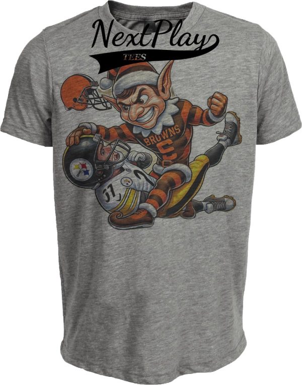 Cleveland Browns vs. Pittsburgh Steelers Exclusive Retro Rivalries Football 1973 Artwork Heather Gray Sublimated T-Shirt